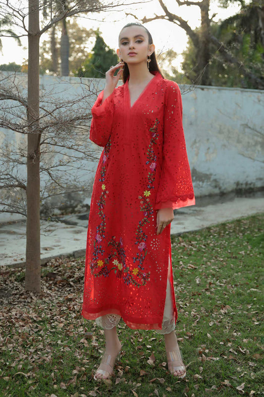 Chikan Kurta Red