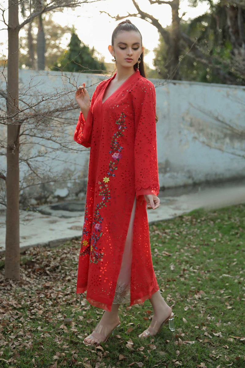 Chikan Kurta Red