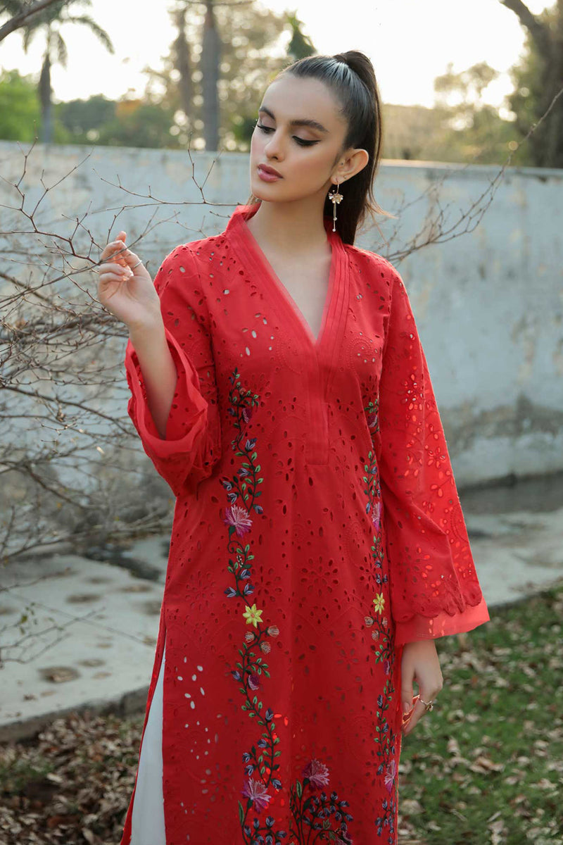 Chikan Kurta Red