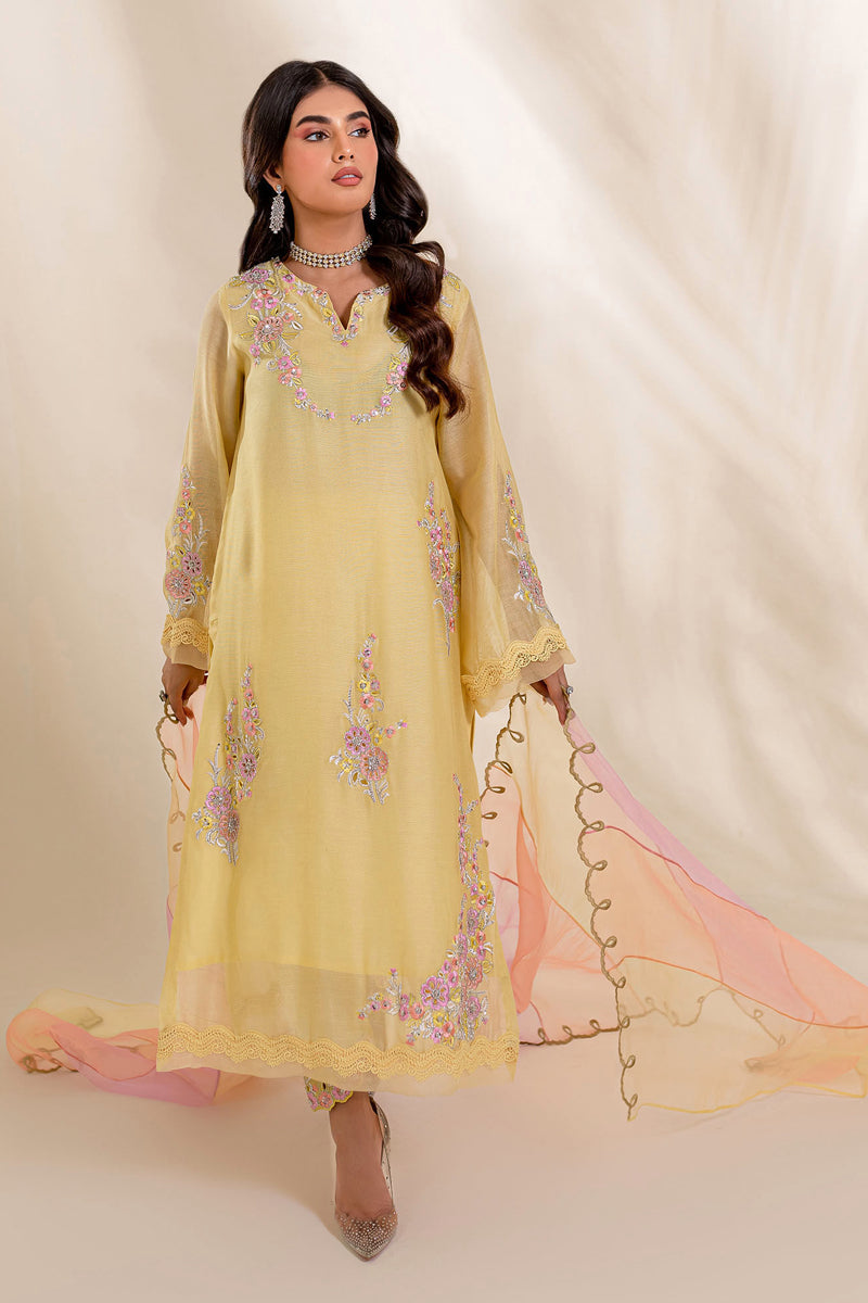 Madiha Gohar Silk Affair Pret Printed linen Shanghai Night long shirt- Winter Collection